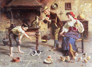 I köket (målning) av Eugenio Zampighi