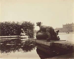 Versailles, Fontaine du Point du Jour, Tiger dräper en björn av Houzeau, 1903. av Eugène Atget