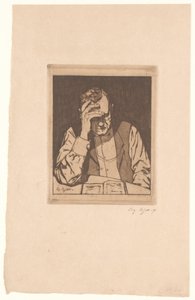 läsande man av Eugène Bejot (signed by artist)