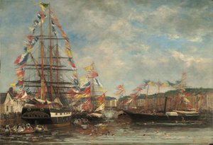 Festival i hamnen i Honfleur av Eugène Boudin
