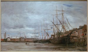 Hamn med segelfartyg av Eugene Louis Boudin
