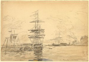 Fartyg i hamnen av Eugène Boudin