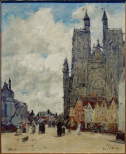 Saint-Vulfran gata och kyrka av Eugene Louis Boudin