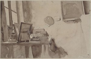 Ett hörn av studio, ca 1825. av Eugène Delacroix