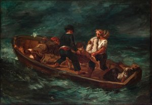 Efter skeppsbrottet (Barge of Don Juan - död kropp kastad till havet) av Eugène Delacroix