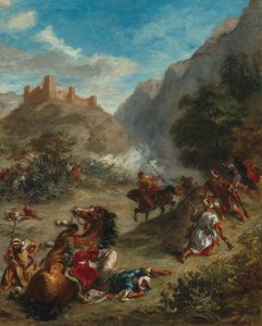 Araber skärmytsling i bergen av Eugène Delacroix