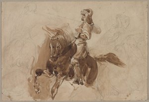 Pansarfigur till häst (recto) av Eugène Delacroix