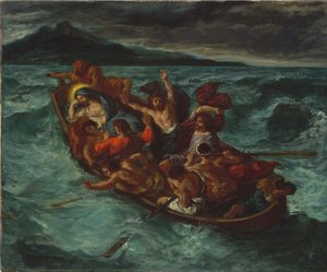 Kristus sov under stormen av Eugène Delacroix