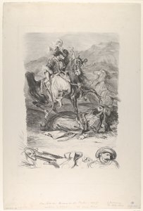 Strid mellan Giaour och Pasha, 1827., 1827. av Eugène Delacroix