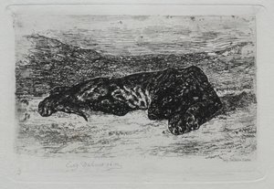 Hukande tiger i öknen av Eugène Delacroix