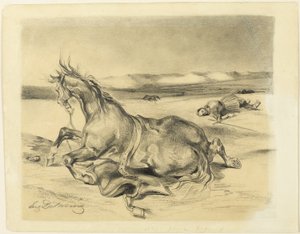 Fallen Horse och Dead Knight av Eugène Delacroix