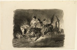 Faust och Mefistofeles galopperar genom natten på häxornas sabbat av Eugène Delacroix
