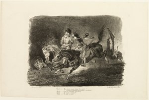 Faust och Mefistofeles galopperande genom natten på häxornas sabbat, ur Faust av Eugène Delacroix