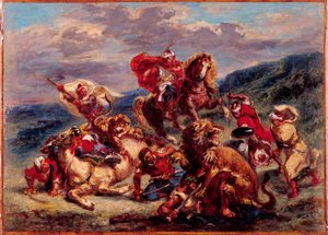 Franska: Chasse au lion av Eugène Delacroix