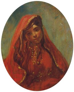 Halvfigur av en marockansk kvinna av Eugène Delacroix