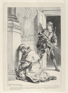 Hamlet försök att döda kungen, 1834-43., 1834-43. av Eugène Delacroix