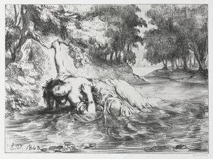 Hamlet: Ophelias död av Eugène Delacroix