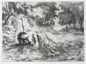 Hamlet: Ophelias död, 1843. av Eugène Delacroix