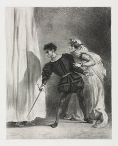Hamlet: Mordet på Polonius av Eugène Delacroix
