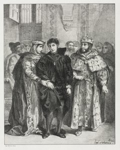 Hamlet: The Queen Endeavors to Console Hamlet av Eugène Delacroix