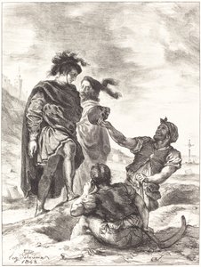 Hamlet och Horatio före gravgrävarna (akt V, scen I) av Eugène Delacroix