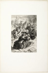 Hamlet och Laertes i Ofelias grav av Eugène Delacroix