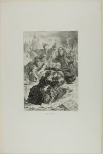 Hamlet och Laertes i Ofelias grav, plansch 15 ur Hamlet av Eugène Delacroix