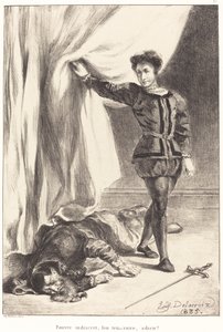 Hamlet and the Body of Polonius Act III, Scen IV, 1835. av Eugène Delacroix