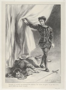 Hamlet och Polonius lik, 1835., 1835. av Eugène Delacroix