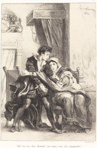 Hamlet and the Queen Act III, Scen IV, 1834. av Eugène Delacroix