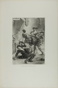 Hamlets död, plansch 16 från Hamlet av Eugène Delacroix