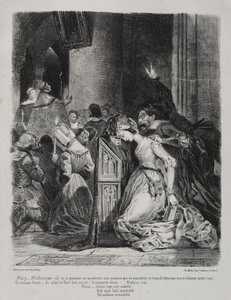 Illustrationer för Faust: Marguerite i kyrkan av Eugène Delacroix
