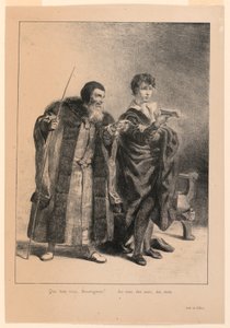Illustration för Hamlet. Polonius och Hamlet (II,2) av Eugène Delacroix