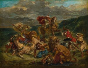 Lejonjakt, 186061. av Eugène Delacroix