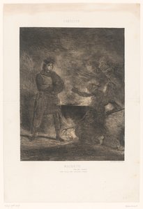 Macbeth rådfrågar de tre häxorna Macbeth (titel på objekt) av Eugène Delacroix