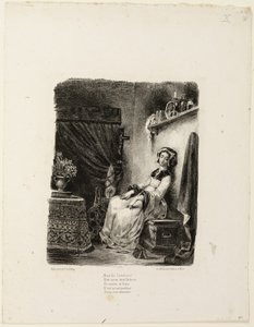 Marguerite vid spinnhjulet av Eugène Delacroix