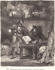 Mephisto dyker upp för Faust. av Eugène Delacroix