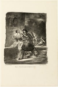 Mephistopheles och Faust flyr efter duellen, från Faust av Eugène Delacroix