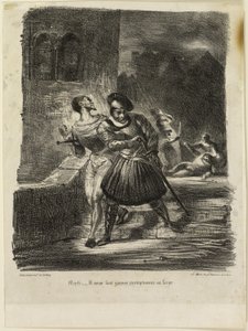 Mephistopheles och Faust flyr efter duellen av Eugène Delacroix