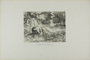 Ofelias död, plansch 13 ur Hamlet av Eugène Delacroix
