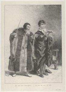 Polonius och Hamlet, 1834-43., 1834-43. av Eugène Delacroix