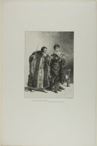 Polonius och Hamlet, plansch 4 ur Hamlet av Eugène Delacroix