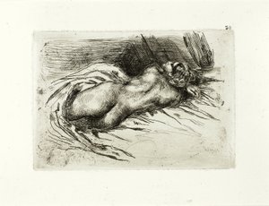 Liggande naken, bakifrån av Eugène Delacroix