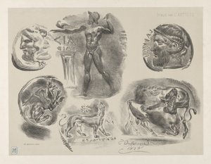 Studier av sex grekiska mynt, 1825., 1825. av Eugène Delacroix