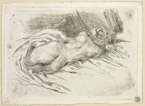 Studie av en kvinna sedd bakifrån av Eugène Delacroix