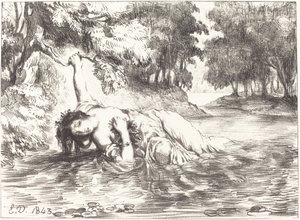 The Death of Ophelia Act IV, Scen VII, 1843. av Eugène Delacroix