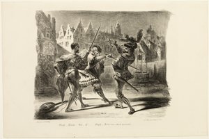 Duellen mellan Faust och Valentine, från Faust av Eugène Delacroix