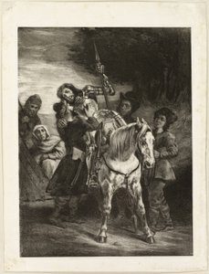 Den sårade Goetz omhändertagen av bohemerna av Eugène Delacroix