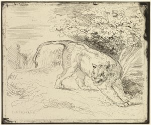 Tiger redo för våren av Eugène Delacroix