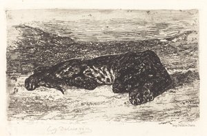 Tiger som sover i öknen, ca. 1830. av Eugène Delacroix